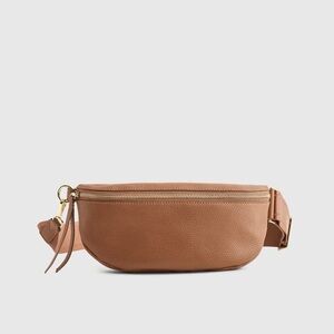 Quince Italian Pebbled Leather Sling Bag - Cognac color